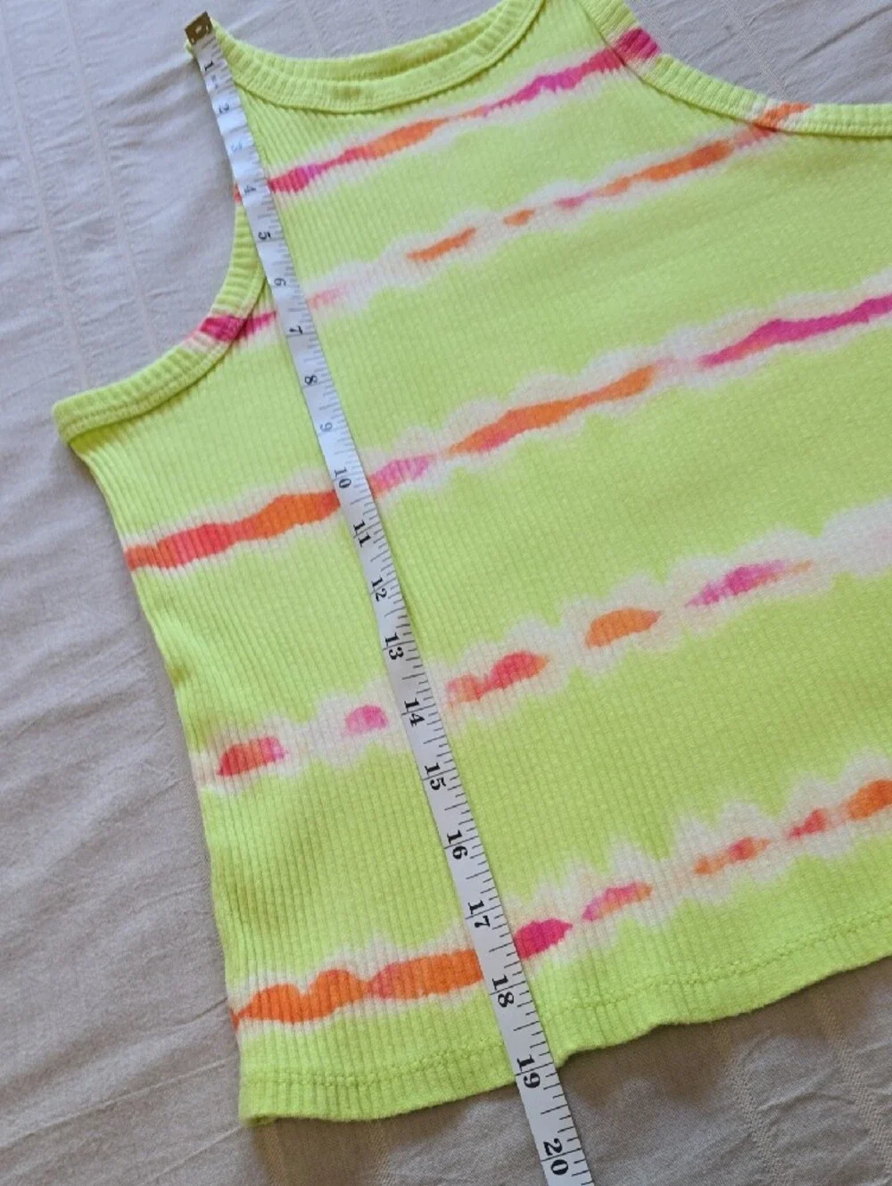 Justice Neon Citrus Yellow Tie-Dye Tank Top Girls Size M (10)